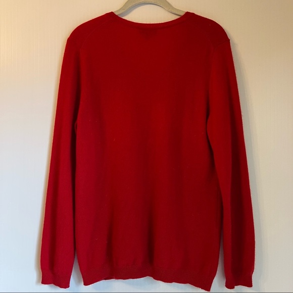 Luxury 100% Cashmere Sweater Women’s L Red V-Neck Pullover Classic - Picture 6 of 6